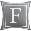 BEARSU Taie D'oreiller Grise Alphabet Anglais F Taie D'oreiller Housse De Coussin Moderne Taie D'oreiller Carrée Décoration Pour Canapé-lit Chaise Voiture 18 X 18 Pouces