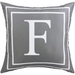 BEARSU Taie D'oreiller Grise Alphabet Anglais F Taie D'oreiller Housse De Coussin Moderne Taie D'oreiller Carrée Décoration Pour Canapé-lit Chaise Voiture 18 X 18 Pouces