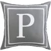 BEARSU Taie D'oreiller Grise Alphabet Anglais P Taie D'oreiller Housse De Coussin Moderne Taie D'oreiller Carrée Décoration Pour Canapé-lit Chaise Voiture 18 X 18 Pouces