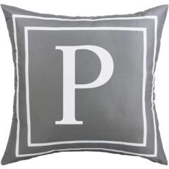 BEARSU Taie D'oreiller Grise Alphabet Anglais P Taie D'oreiller Housse De Coussin Moderne Taie D'oreiller Carrée Décoration Pour Canapé-lit Chaise Voiture 18 X 18 Pouces