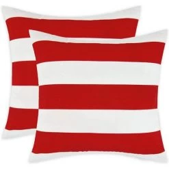 BEARSU Lot De 2 Taies D'oreiller Décoratives Taies D'oreiller à Rayures Carrées Taie De Coussin De Ferme Moderne Avec Fermeture à Glissière Cachée Décor à La Maison Pour Salon Patio Canapé Fauteuil 20 X 20 Pouces, Noir