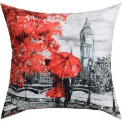 BEARSU 4 Paquets De Taies D'oreiller Couleur Rouge Noir Tour Eiffel Big Ben Couple Moderne Sous Taie D'oreiller Carrée Taie D'oreiller Décorative Décor à La Maison 18 X 18 Pouces 9 BEARSU 4 Paquets De Taies D'oreiller Couleur Rouge Noir Tour Eiffel Big Ben Couple Moderne Sous Taie D'oreiller Carrée Taie D'oreiller Décorative Décor à La Maison 18 X 18 Pouces -France Coussin et housse de coussin Soldes Boutique 35895430 5