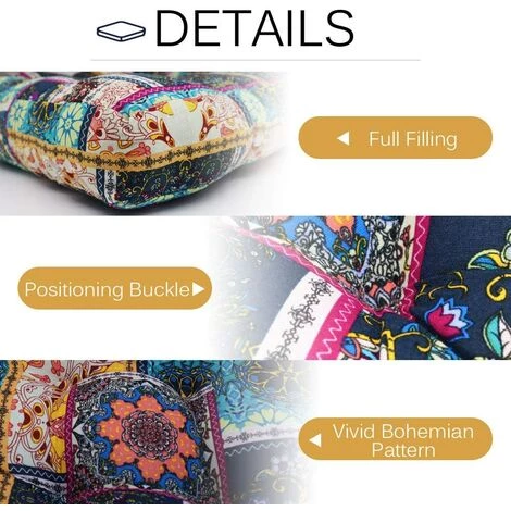 BEARSU Oreiller De Méditation Turquoise Pour Sol, Carré Bohème Mandala Coton Lin Style Indien Coussin Oreiller Pour Yoga Salon Balcon Enfants Salle De Jeux Fête Décoration Extérieure, 20x20 Pouces 2 BEARSU Oreiller De Méditation Turquoise Pour Sol, Carré Bohème Mandala Coton Lin Style Indien Coussin Oreiller Pour Yoga Salon Balcon Enfants Salle De Jeux Fête Décoration Extérieure, 20x20 Pouces – Image 2