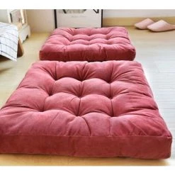 BEARSU Oreiller De Sol, Coussin De Siège Capitonné Carré épaissir Oreiller De Méditation En Velours Côtelé Tatami Coussin De Sol Pour Yoga Salon Balcon Bureau Extérieur, Rose, 22x22 Pouces -France Coussin et housse de coussin Soldes Boutique 35895471 3
