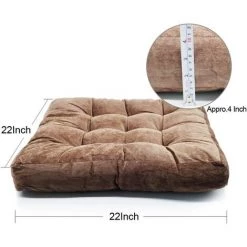 BEARSU Oreiller De Sol, Coussin De Siège Capitonné Carré épaissir Oreiller De Méditation En Velours Côtelé Tatami Coussin De Sol Pour Yoga Salon Balcon Bureau Extérieur, Marron, 22x22 Pouces -France Coussin et housse de coussin Soldes Boutique 35895496 4