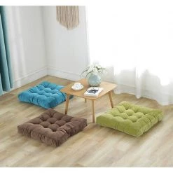 BEARSU Oreiller De Sol, Coussin De Siège Capitonné Carré épaissir Oreiller De Méditation En Velours Côtelé Tatami Coussin De Sol Pour Yoga Salon Balcon Bureau Extérieur, Marron, 22x22 Pouces -France Coussin et housse de coussin Soldes Boutique 35895496 5