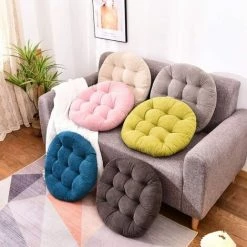 BEARSU Oreiller De Sol, Forme Ronde Coussin De Siège Touffeté épaissir Velours Côtelé Oreiller De Méditation Tatami Coussin De Sol Pour Yoga Salon Balcon Bureau Extérieur, Gris, 22x22 Pouces -France Coussin et housse de coussin Soldes Boutique 35895520 4