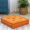 BEARSU Pouf De Coussin De Sol, Coussin De Sol Carré, Coussin De Méditation En Chenille, Oreillers Capitonnés épais Pour Canapé De Chambre De Yoga De Salon, Orange, 19"x19"x4"