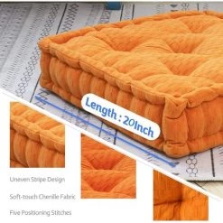 BEARSU Pouf De Coussin De Sol, Coussin De Sol Carré, Coussin De Méditation En Chenille, Oreillers Capitonnés épais Pour Canapé De Chambre De Yoga De Salon, Orange, 19"x19"x4" 8 BEARSU Pouf De Coussin De Sol, Coussin De Sol Carré, Coussin De Méditation En Chenille, Oreillers Capitonnés épais Pour Canapé De Chambre De Yoga De Salon, Orange, 19"x19"x4" -France Coussin et housse de coussin Soldes Boutique 35895536 4