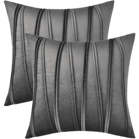 BEARSU Lot De 2 Taies D'oreiller Décoratives Grises 18 X 18 Taies D'oreiller Housses De Coussin En Velours De Coton Pour Salon Chambre, Gris 1 BEARSU Lot De 2 Taies D'oreiller Décoratives Grises 18 X 18 Taies D'oreiller Housses De Coussin En Velours De Coton Pour Salon Chambre, Gris