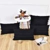 BEARSU Lot De 4 Taies D'oreiller Noires En Coton Et Lin Taies D'oreiller Housse De Coussin Taies D'oreiller Décoratives Pour Canapé-lit, Noir, 12 X 20 Pouces