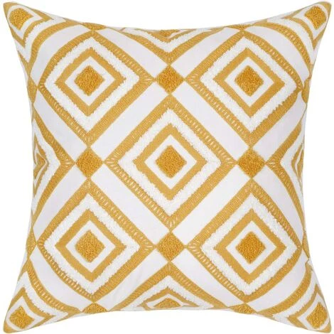 BEARSU Housse De Coussin De Broderie Jaune, Housses De Coussin D'oreillers Décoratifs Pour Voiture De Chaise De Canapé De Chambre, 18 X 18 Pouces 1 BEARSU Housse De Coussin De Broderie Jaune, Housses De Coussin D'oreillers Décoratifs Pour Voiture De Chaise De Canapé De Chambre, 18 X 18 Pouces