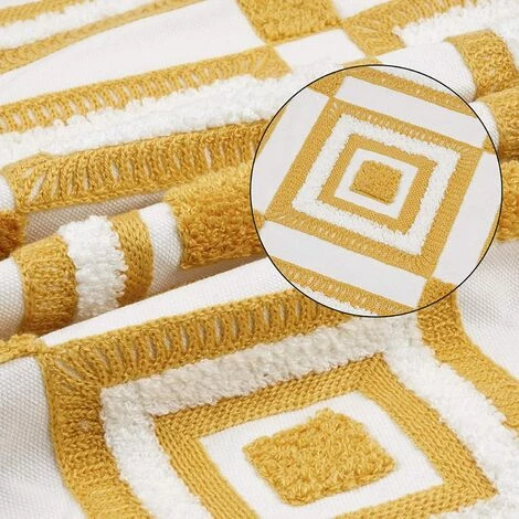 BEARSU Housse De Coussin De Broderie Jaune, Housses De Coussin D'oreillers Décoratifs Pour Voiture De Chaise De Canapé De Chambre, 18 X 18 Pouces 3 BEARSU Housse De Coussin De Broderie Jaune, Housses De Coussin D'oreillers Décoratifs Pour Voiture De Chaise De Canapé De Chambre, 18 X 18 Pouces – Image 3