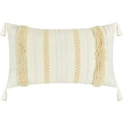 BEARSU Boho Tissé Taie D'oreiller Taie D'oreiller Touffetée Tribale, Taie D'oreiller Tissée à Glands, Maroc Taie D'oreiller Décorative Taie D'oreiller Ferme Pour Canapé, Canapé, Voiture, Chaise (12X20 Pouces)