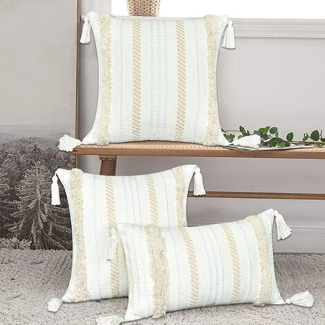 BEARSU Taie D'oreiller Tissée Boho Taie D'oreiller Capitonnée Tribale, Taie D'oreiller Tissée à Glands, Taie D'oreiller Décorative Maroc Taie D'oreiller De Ferme Pour Canapé, Canapé, Voiture, Chaise (18X18 Pouces) 4 BEARSU Taie D'oreiller Tissée Boho Taie D'oreiller Capitonnée Tribale, Taie D'oreiller Tissée à Glands, Taie D'oreiller Décorative Maroc Taie D'oreiller De Ferme Pour Canapé, Canapé, Voiture, Chaise (18X18 Pouces) – Image 4