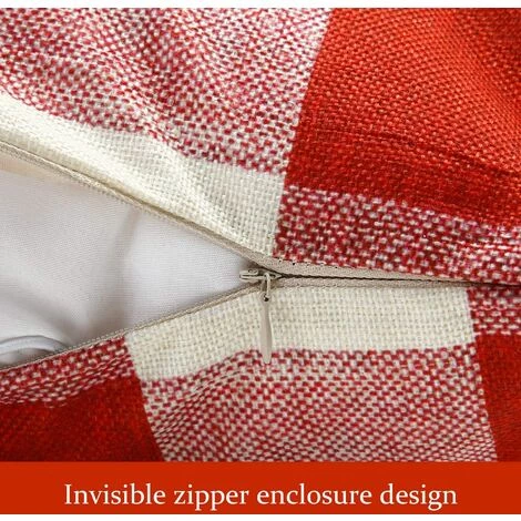 BEARSU Taie D'oreiller En Lin à Carreaux Buffalo 4 Pièces, Taie D'oreiller Carrée Décorative Rustique, Taie D'oreiller D'automne De Noël, Coussin De Maison, 18 X 18 Pouces/ 45 X 45 Cm (rouge) 2 BEARSU Taie D'oreiller En Lin à Carreaux Buffalo 4 Pièces, Taie D'oreiller Carrée Décorative Rustique, Taie D'oreiller D'automne De Noël, Coussin De Maison, 18 X 18 Pouces/ 45 X 45 Cm (rouge) – Image 2