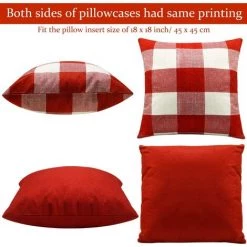 BEARSU Taie D'oreiller En Lin à Carreaux Buffalo 4 Pièces, Taie D'oreiller Carrée Décorative Rustique, Taie D'oreiller D'automne De Noël, Coussin De Maison, 18 X 18 Pouces/ 45 X 45 Cm (rouge) 8 BEARSU Taie D'oreiller En Lin à Carreaux Buffalo 4 Pièces, Taie D'oreiller Carrée Décorative Rustique, Taie D'oreiller D'automne De Noël, Coussin De Maison, 18 X 18 Pouces/ 45 X 45 Cm (rouge) -France Coussin et housse de coussin Soldes Boutique 35895905 4