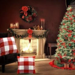 BEARSU Taie D'oreiller En Lin à Carreaux Buffalo 4 Pièces, Taie D'oreiller Carrée Décorative Rustique, Taie D'oreiller D'automne De Noël, Coussin De Maison, 18 X 18 Pouces/ 45 X 45 Cm (rouge) 9 BEARSU Taie D'oreiller En Lin à Carreaux Buffalo 4 Pièces, Taie D'oreiller Carrée Décorative Rustique, Taie D'oreiller D'automne De Noël, Coussin De Maison, 18 X 18 Pouces/ 45 X 45 Cm (rouge) -France Coussin et housse de coussin Soldes Boutique 35895905 5