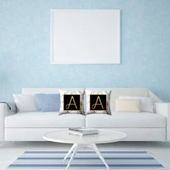 HAPPYSHOPPING Couverture Marbree De Coussin D'oreiller De Sofa De Taie D'oreiller De Lettres D'or 45 * 45cm,modele : J - Modele : J -France Coussin et housse de coussin Soldes Boutique 35907623 4