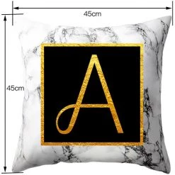 HAPPYSHOPPING Couverture Marbree De Coussin D'oreiller De Sofa De Taie D'oreiller De Lettres D'or 45 * 45cm,modele : J - Modele : J -France Coussin et housse de coussin Soldes Boutique 35907623 5