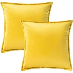 BETTERLIFE Housse De Coussin Décoratif En Velours Pour Canapé Et Lit, 2 Pcs Jaune, Taie D'oreiller Housses De Coussin Décor à La Maison 45 X 45 Cm