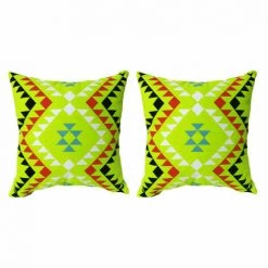 MEUBLETMOI Lot De 2 Coussins Carrés Au Motif Tribal Vert 45 X 45 Cm - TRIBE - Multicolore