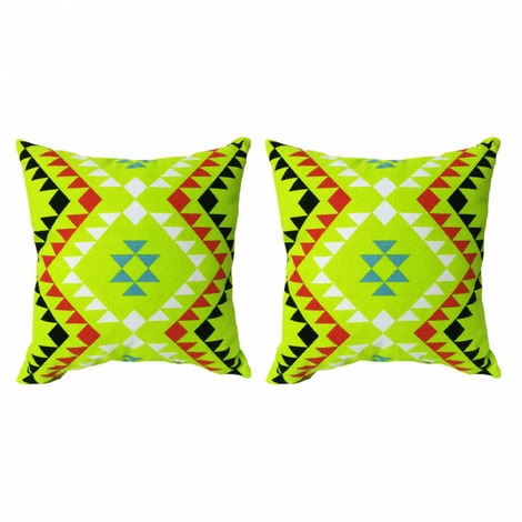 MEUBLETMOI Lot De 2 Coussins Carrés Au Motif Tribal Vert 45 X 45 Cm - TRIBE - Multicolore 1 MEUBLETMOI Lot De 2 Coussins Carrés Au Motif Tribal Vert 45 X 45 Cm - TRIBE - Multicolore