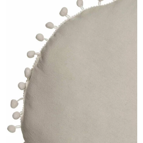 ATMOSPHERA, CRÉATEUR D'INTÉRIEUR Coussin Pompons Rond 39 Cm Gris - Gris 2 ATMOSPHERA, CRÉATEUR D'INTÉRIEUR Coussin Pompons Rond 39 Cm Gris - Gris – Image 2