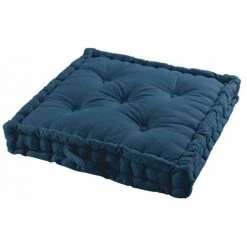 Paris Prix - Coussin De Sol Déco "panama" 60x60cm Bleu Marine