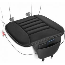BARES Coussin De Siège Voiture Avec Poche, Coussin Ergonomique En Mousse à Mémoire De Forme, Coussin Siege Auto Avec Sac De Rangement Pour Voiture/Bureau/Maison/Canapé/Fauteuil Roulant, Noir (Noir)