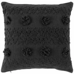 Paris Prix - Coussin Déco à Pompons "alenia" 40x40cm Anthracite