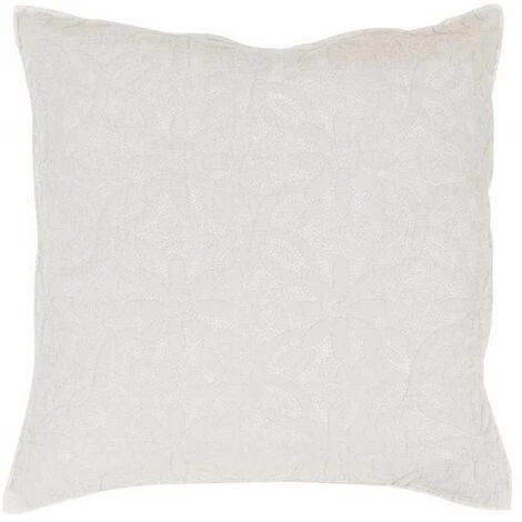Paris Prix - Housse De Coussin "florette" 60x60cm Blanc 1 Paris Prix - Housse De Coussin "florette" 60x60cm Blanc