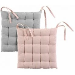 Paris Prix - Galette De Chaise "initia" 40x40cm Rose & Gris