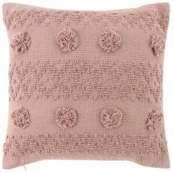 Paris Prix - Coussin Déco à Pompons "alenia" 40x40cm Rose
