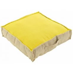 Paris Prix - Coussin De Sol Jute "belita" 45x45cm Jaune