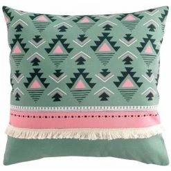Paris Prix - Coussin Déco à Motifs "esmeralda" 45x45cm Vert