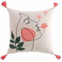 Paris Prix - Coussin Déco à Pompons "marisol" 45x45cm Blanc