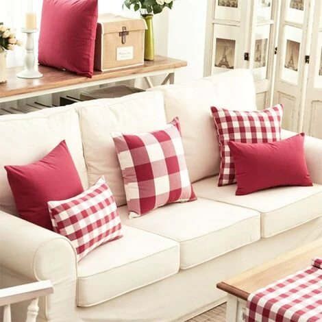 BRIDAY Housses De Coussin à Carreaux Buffalo Check, Lot De 2 Taies D'oreiller Décoratives De Noël Carrées En Lin Housses De Coussin à Carreaux 18 X 18 Pouces Pour Décor De Ferme De Porche - Rouge Et Blanc 2 BRIDAY Housses De Coussin à Carreaux Buffalo Check, Lot De 2 Taies D'oreiller Décoratives De Noël Carrées En Lin Housses De Coussin à Carreaux 18 X 18 Pouces Pour Décor De Ferme De Porche - Rouge Et Blanc – Image 2