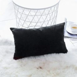 TRIOMPHE Lot De 2 Housse De Coussin 30x50cm Décoratif Canapé En Chenille Housses Coussin Decoration Chambre Carré Couleur Uni Pour Chaise,Voiture,Bureau, Noir -France Coussin et housse de coussin Soldes Boutique 37009618 3