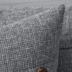 TRIOMPHE Housses De Coussin Décoratives Carrées Style Rustique En Lin Housses De Coussin En Lin Décor Avec Boutons Décoratifs Pour Sofa Chambres à Coucher Maison Gris Foncé 50X50CM,2 Pièces -France Coussin et housse de coussin Soldes Boutique 37009658 3