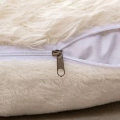TRIOMPHE Lot De 2 Housse De Coussin De Canapé Fourrure De Luxe Decoration Canapé Maison Chambre Lit Super Doux Peluche Taie D'oreiller Décorative 40X40cm 16X16 Pouces Beige -France Coussin et housse de coussin Soldes Boutique 37009683 3