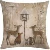LONGZIMING Coton Lin Housse De Coussin Impression Noël 45X45cm Taie D'oreiller Cerf Bonhomme De Neige Imprimé Canapé Oreiller Lin Couverture D'oreiller Maison De Voiture Canapé Décoratif (#1)