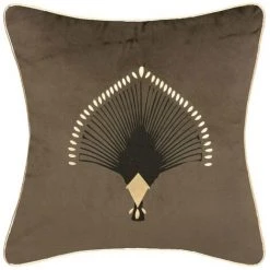 ATMOSPHERA, CRÉATEUR D'INTÉRIEUR Coussin Velours 40x40 Cm Or Suite Kaki - Marron