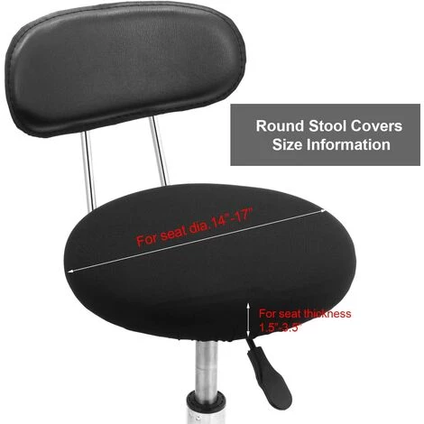 BARES Tabouret De Bar Rond Couvre Tabouret Lavable Coussin Housse élastique Chaise De Bar Couvre Pour Chaise 14-17 Pouces (noir, 4) 2 BARES Tabouret De Bar Rond Couvre Tabouret Lavable Coussin Housse élastique Chaise De Bar Couvre Pour Chaise 14-17 Pouces (noir, 4) – Image 2