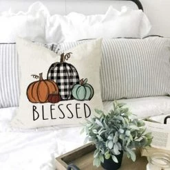 TRIOMPHE Couvertures D'oreillers D'automne 18x18 Ensemble De 4 Pour Farmhouse Farmhouse Thanksgiving Buffalo Vérifiez Plaid Gnomes Pumpkin Outdoor Coussins Décoratifs Coussins D'automne Coussin De Coussin D'automne Pour Canapé -France Coussin et housse de coussin Soldes Boutique 37670361 4