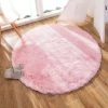 BEARSU Tapis Pour Le Salon，Tapis Moelleux D'intérieur Modernes En Velours Super Doux Et Moelleux Fluffy Soft Longhair Décoratif Coussin De Chaise Canapé Natte，Chambre Des Enfants(vinrouge,100x100cm)