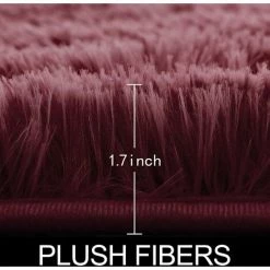 BEARSU Tapis Pour Le Salon，Tapis Moelleux D'intérieur Modernes En Velours Super Doux Et Moelleux Fluffy Soft Longhair Décoratif Coussin De Chaise Canapé Natte，Chambre Des Enfants(vinrouge,100x100cm) -France Coussin et housse de coussin Soldes Boutique 37965452 4