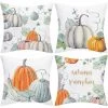 BETTERLIFE Coussins De Coussin D'Halloween, Coussin De Coussin De Citrouille 45x45 4 Pack, Coussins D'halloween Super Doux Pour Canapé, Lit, Chaise Et Voiture (citrouille Verte Grise)