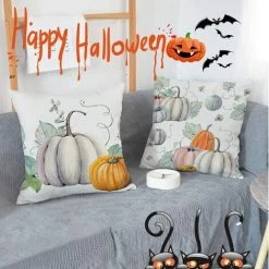 BETTERLIFE Coussins De Coussin D'Halloween, Coussin De Coussin De Citrouille 45x45 4 Pack, Coussins D'halloween Super Doux Pour Canapé, Lit, Chaise Et Voiture (citrouille Verte Grise) -France Coussin et housse de coussin Soldes Boutique 38158523 4