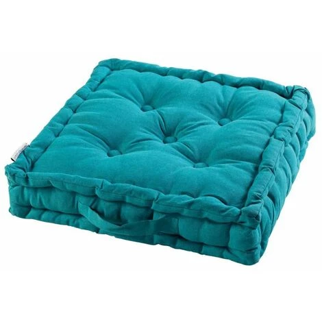 Paris Prix - Coussin De Sol Déco "panama" 45x45cm Bleu 1 Paris Prix - Coussin De Sol Déco "panama" 45x45cm Bleu